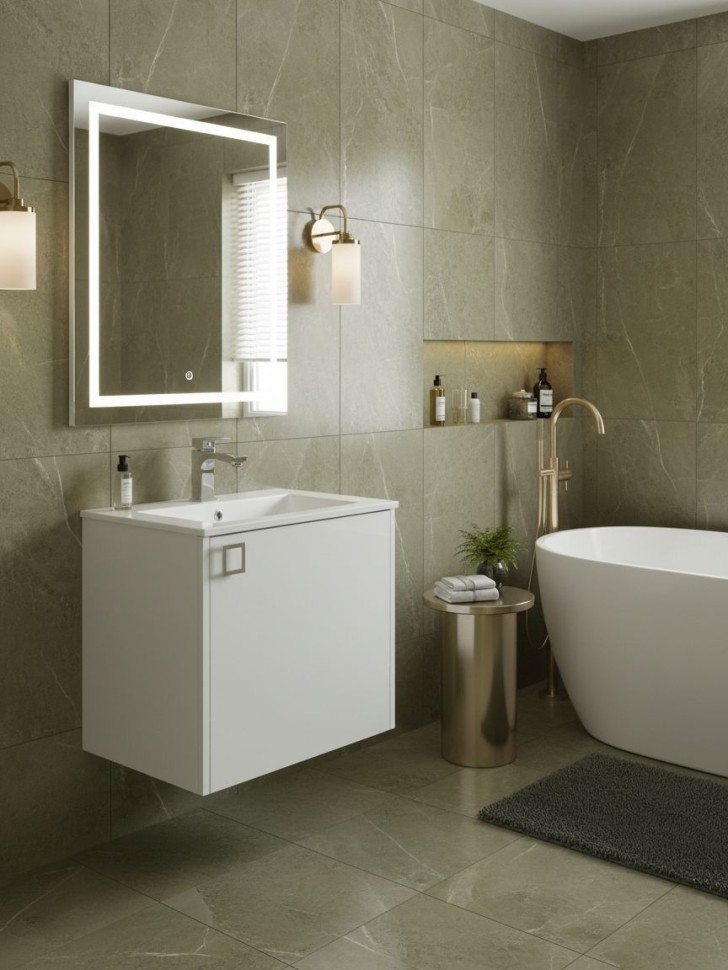 Тумба с раковиной в ванную Uperwood Aurora 50 см, белый матовый