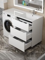 Тумба под стиральную машину напольная Uperwood Tanos 58х47,5х76,5 см, белая/графит, 3 ящика