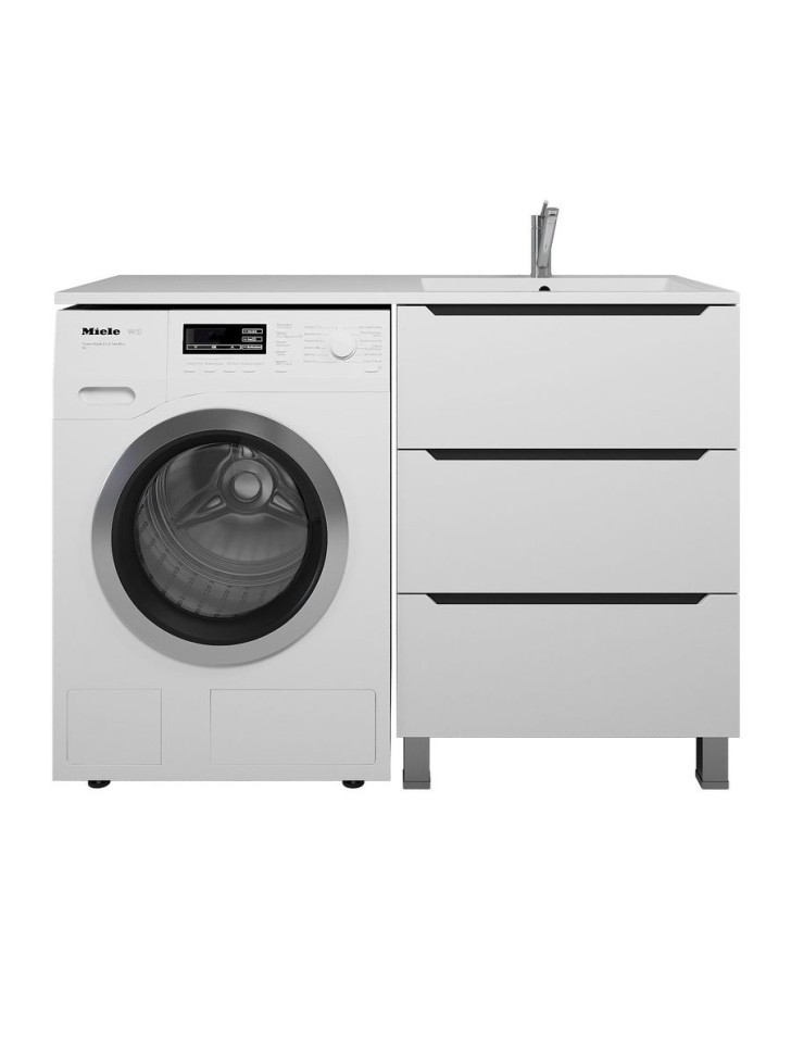Тумба под стиральную машину напольная Uperwood Tanos 58х47,5х76,5 см, белая/графит, 3 ящика