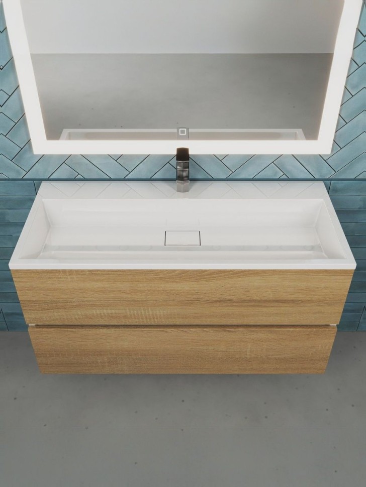 Тумба под раковину для ванной Uperwood Barsa 100 см, подвесная, белая/дуб сонома