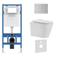 Комплект 3в1 IBERICA BLANCA инсталляция SILENCIO, унитаз BURGOS ALTO белый, кнопка смыва INOX-R хром матовый (IB001.BRA.231.1501)