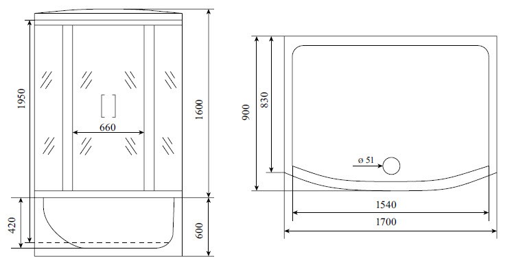 Timo Lux T-7770 NEW душевая кабина 170*88*220