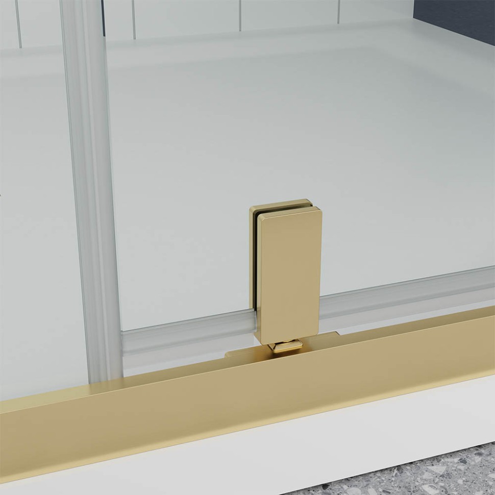 Душевая дверь Veconi Ottimo P20 G, 1100x1900, золото брашинг, стекло матовое