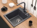 Мойка KANTE 40, IT-GRANIT, PM104249-BLM, черный металлик, 415х490 мм, Paulmark