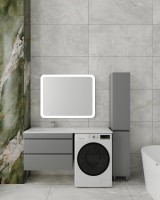 Тумба подвесная STYLE LINE "Даллас 140" Люкс Плюс серая с раковиной ESTETUS Даллас 1400*480 левый  