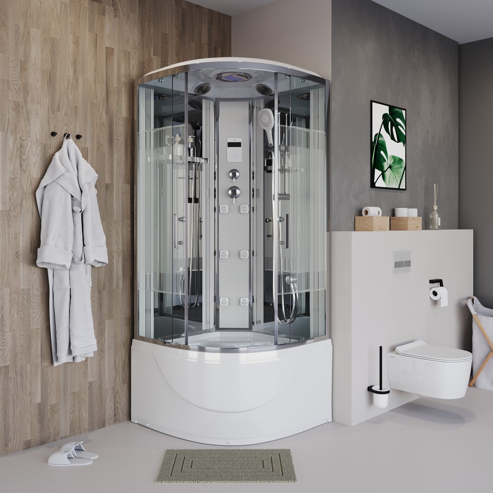 Душевая кабина Niagara Ultra NG-708-01 (90х90х220) высокий поддон(48см),стекло прозрачное с рисунком,4 места
