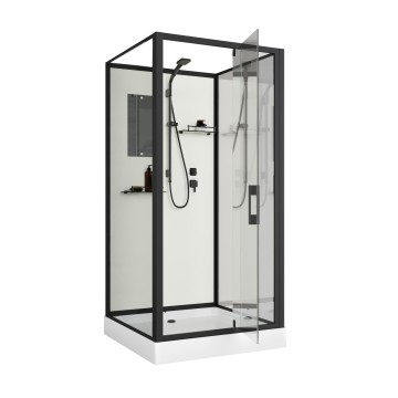 Душевая кабина Niagara Standart ST100/15Q/BL/BK (100х100х200) квадрат,поддон 15см,распашная,проф.черный,без крыши,3 места