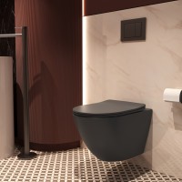 Унитаз подвесной Globo VT1-14STMA Tornado, цвет антрацит матовый, ультратонкое сиденье soft-close