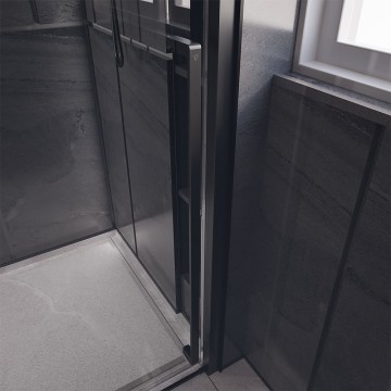 Душевой угол Veconi Premium Trento PTC-SP-30B, 1500х1000x2000, черный матовый, стекло прозрачное