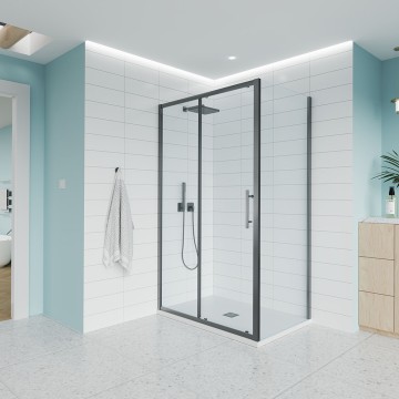 Душевой угол Veconi Evo 100SP GR 1100х1000x1950, графит брашинг, прозрачное стекло