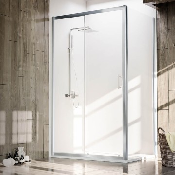 Боковая панель Veconi KP-05, 900х1900 хром, стекло прозрачное
