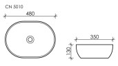 Умывальник чаша накладная овальная Element 480x350x130мм