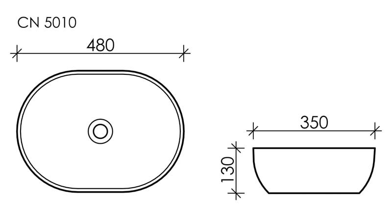Умывальник чаша накладная овальная Element 480x350x130мм