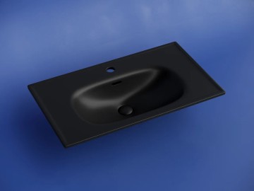 Раковина накладная CERAMICANOVA Sabo с отверстием под смеситель 800x460x130 черный матовый