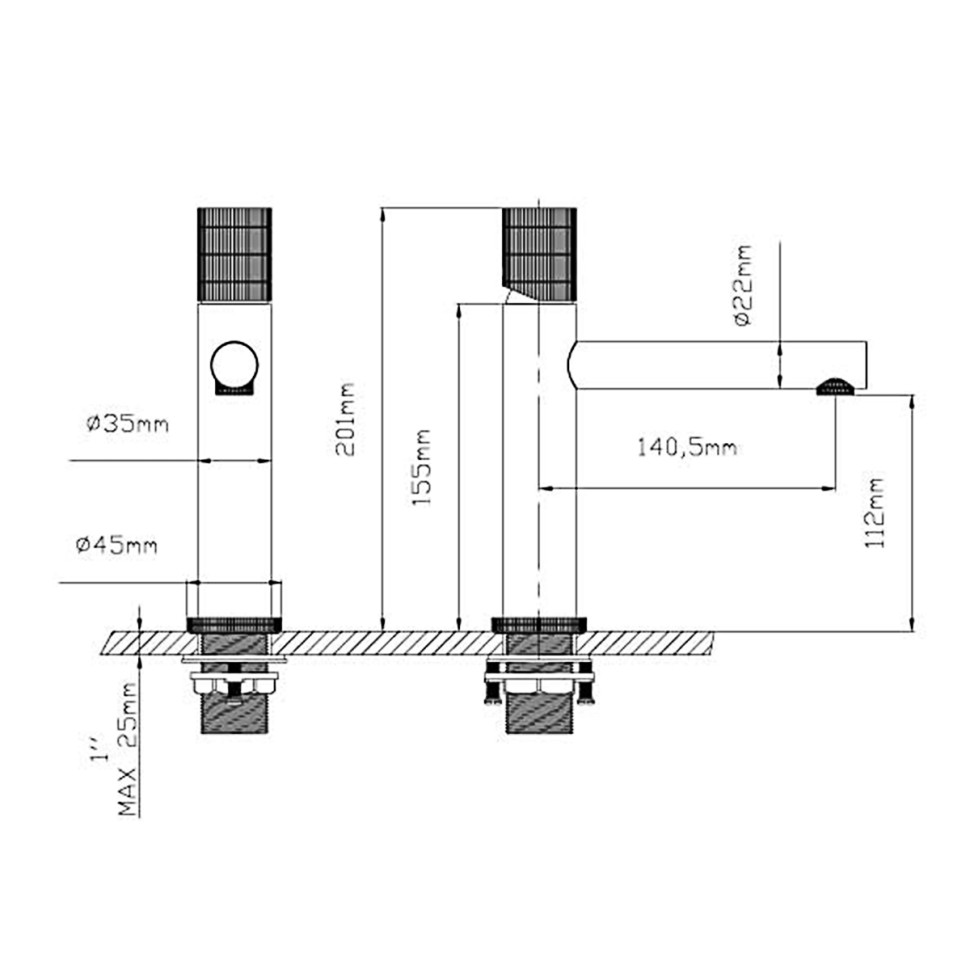 Смеситель для раковины Грув (Groove) VBF-4G1MB, черный