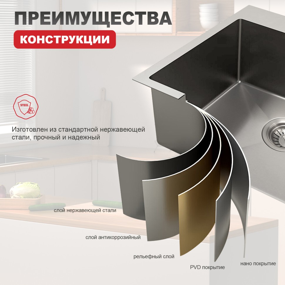Мойка - профессиональная ручная работа Raglo, сатин R701