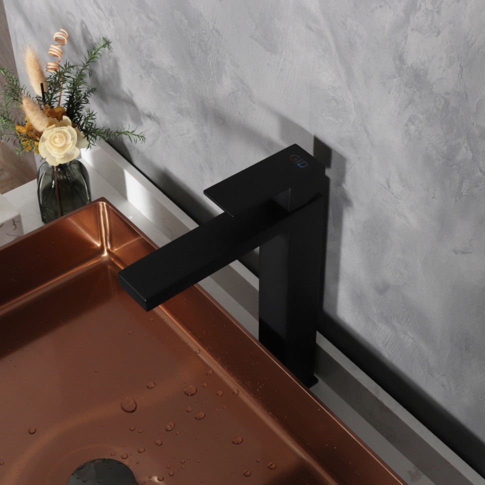 Смеситель высокий для раковины Gid Anchel SS979-BM-D SS979BMD черный матовый