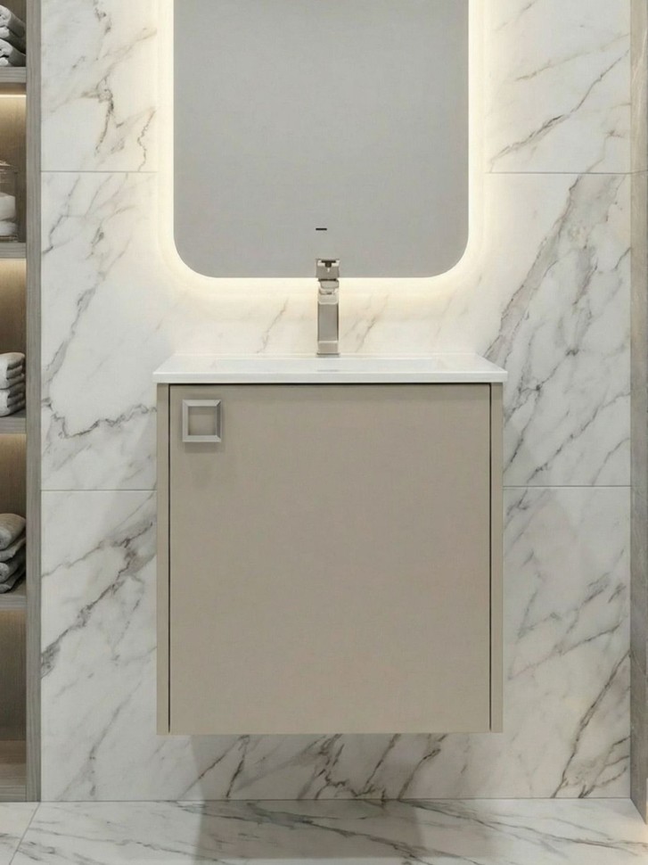 Тумба с раковиной в ванную Uperwood Aurora 50 см, бежевый матовый