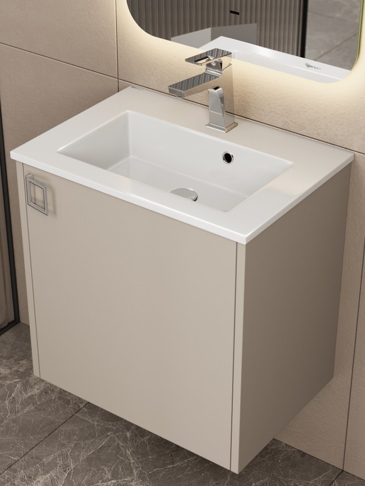 Тумба с раковиной в ванную Uperwood Aurora 50 см, бежевый матовый