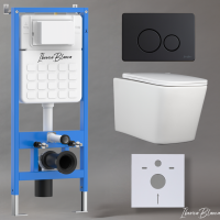 Комплект 3в1 IBERICA BLANCA инсталляция SILENCIO, унитаз TOLEDO ALTO белый, кнопка смыва INOX-O черный матовый (IB001.TLA.231.812)