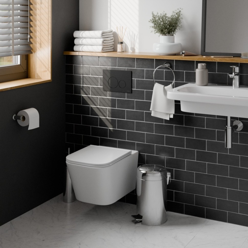 Комплект 3в1 IBERICA BLANCA инсталляция SILENCIO, унитаз TOLEDO ALTO белый, кнопка смыва INOX-O черный матовый (IB001.TLA.231.812)
