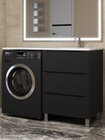 Тумба под стиральную машину напольная Uperwood Tanos 58х47,5х76,5 см, черная, 3 ящика