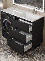 Тумба под стиральную машину напольная Uperwood Tanos 58х47,5х76,5 см, черная, 3 ящика