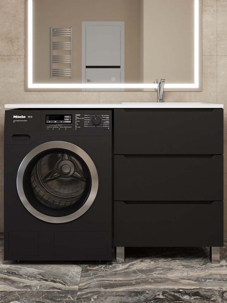 Тумба под стиральную машину напольная Uperwood Tanos 58х47,5х76,5 см, черная, 3 ящика