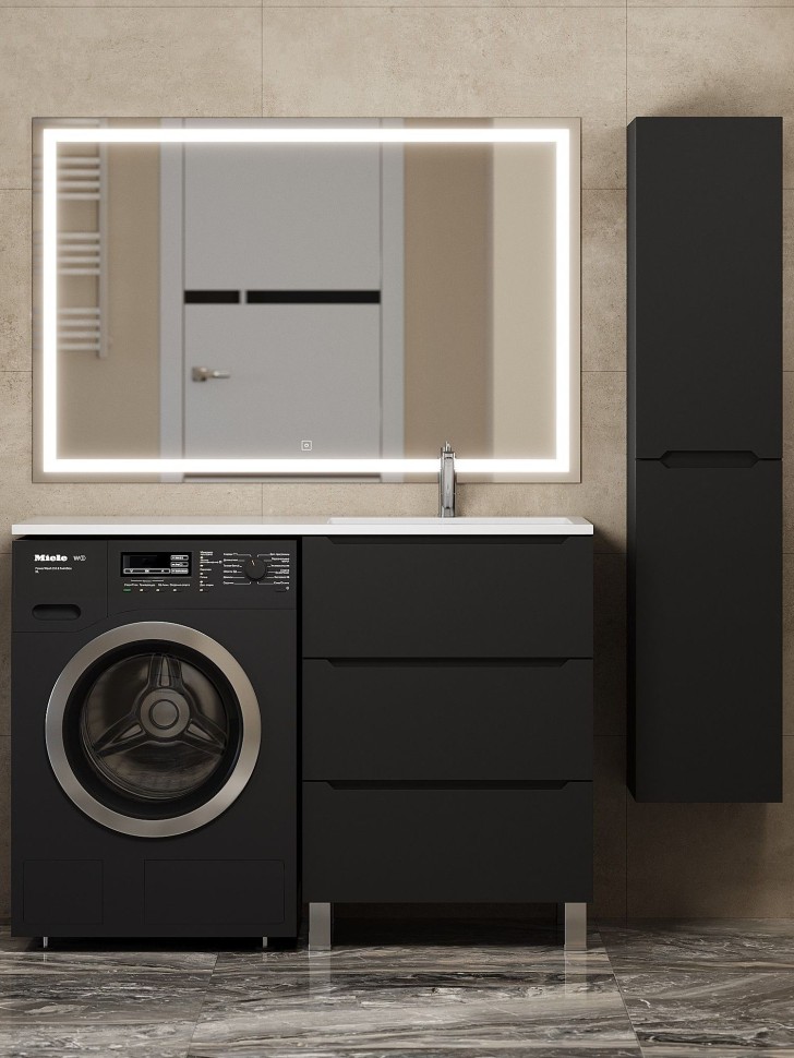 Тумба под стиральную машину напольная Uperwood Tanos 58х47,5х76,5 см, черная, 3 ящика