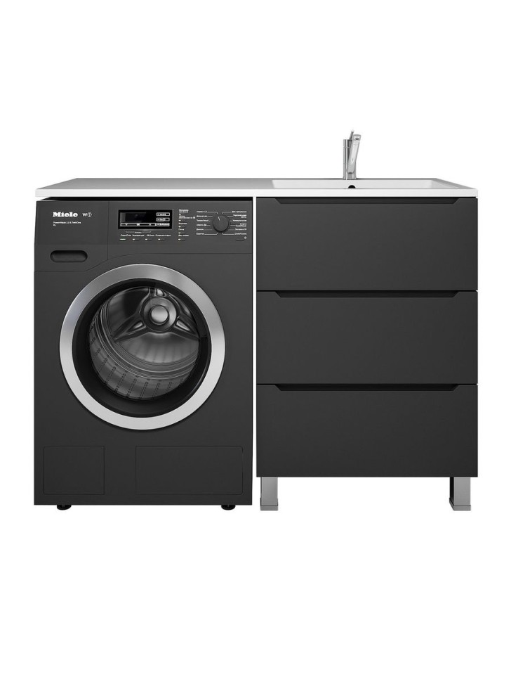 Тумба под стиральную машину напольная Uperwood Tanos 58х47,5х76,5 см, черная, 3 ящика