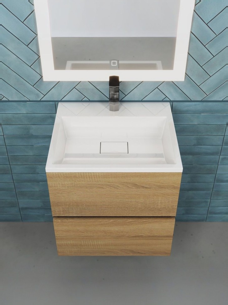 Тумба под раковину для ванной Uperwood Barsa, 50 см, подвесная, черная/дуб сонома