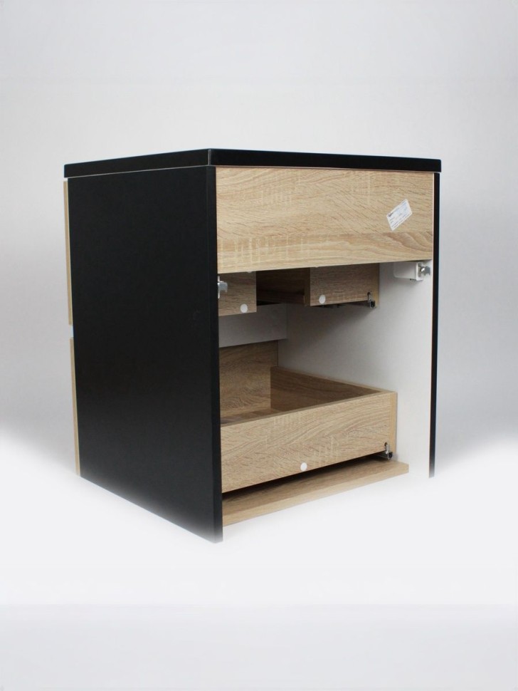 Тумба под раковину для ванной Uperwood Barsa, 50 см, подвесная, черная/дуб сонома