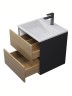 Тумба под раковину для ванной Uperwood Barsa, 50 см, подвесная, черная/дуб сонома