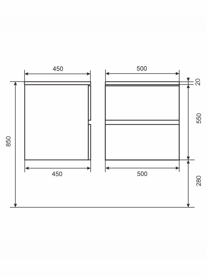 Тумба под раковину для ванной Uperwood Barsa, 50 см, подвесная, черная/дуб сонома