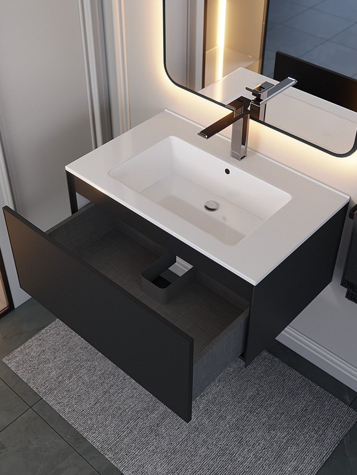 Тумба под раковину 75 см, Uperwood Parma Premium, черная