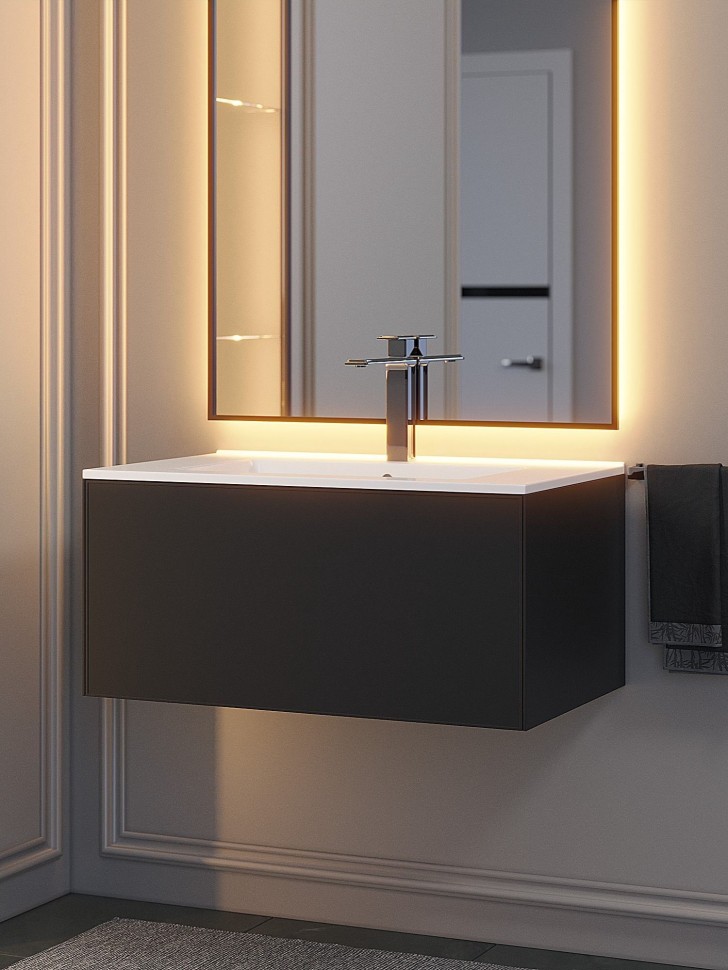 Тумба под раковину 75 см, Uperwood Parma Premium, черная