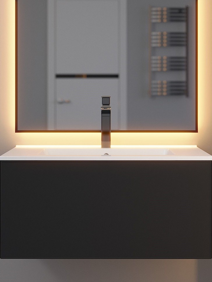 Тумба под раковину 75 см, Uperwood Parma Premium, черная