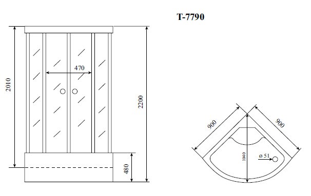 Timo Lux T-7790 душевая кабина 90*90*220