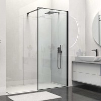 Душевая перегородка Walk-In VSW-1HS100CLB, 1000*2000, черный матовый, стекло прозрачное