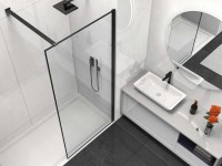 Душевая перегородка Walk-In VSW-1HS100CLB, 1000*2000, черный матовый, стекло прозрачное