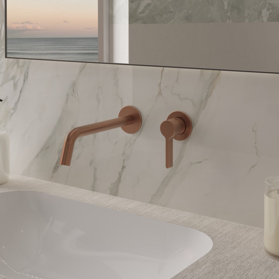 Смеситель для раковины Вилла (Villa) VBFW-1VL1BC встраиваемый однорычажный, брашированная медь