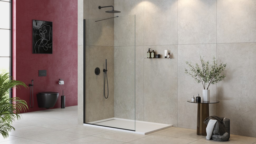 Душевая перегородка универсальная LIBERTA-L-1-TB-140-C-NERO