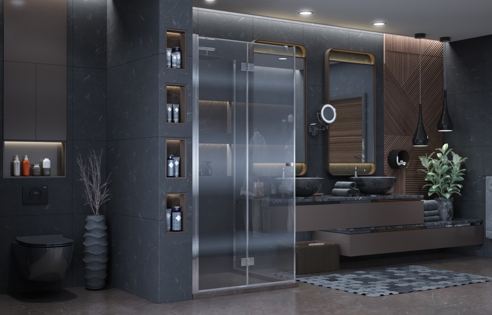 Душевое ограждение Ambassador Diamond 12011106L (100х100х200) квадрат,хром,стекло прозрачное,распашная-складная,1 место