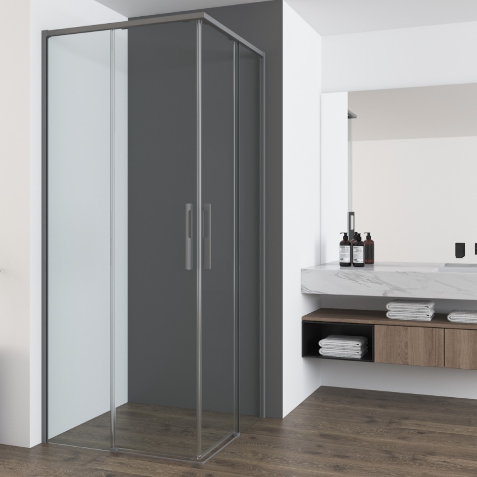 Душевой уголок Ultima VSS-7UL1010CLGM, 1000*1000, вороненая сталь, стекло прозрачное