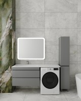 Тумба подвесная STYLE LINE "Даллас 150" 2 ящика Люкс Плюс серая с раковиной ESTETUS Даллас 1500*480 левый  