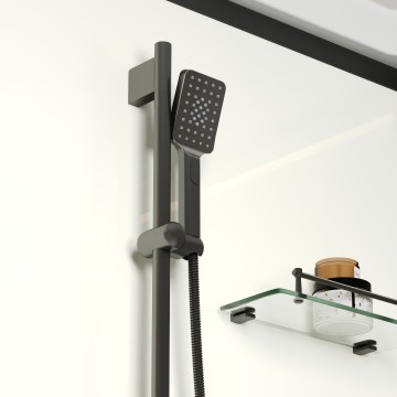 Душевая кабина Niagara Standart ST100/80/15Q/BL (100х80х215) прямоугольник,поддон 15см,распашная,проф.черный,3 места