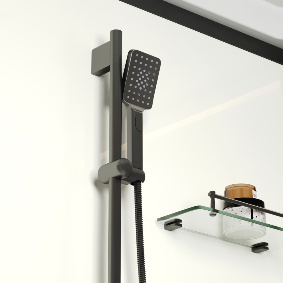Душевая кабина Niagara Standart ST100/80/15Q/BL (100х80х215) прямоугольник,поддон 15см,распашная,проф.черный,3 места