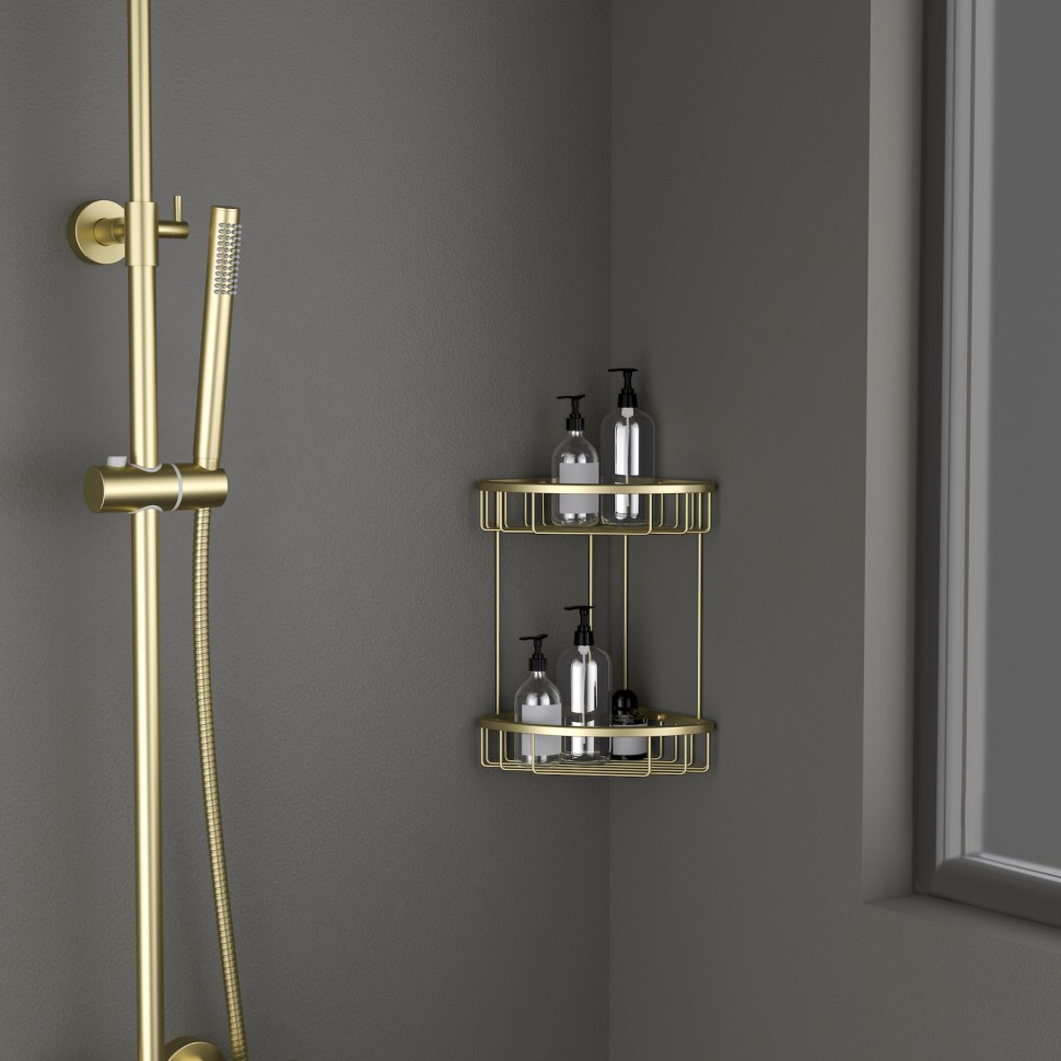 Полка угловая двойная Timo Saona 13082/17 золото матовое