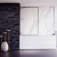 Шторка на ванну Veconi Palau PL-85GR, 600x1500, брашированный графит, стекло прозрачное New