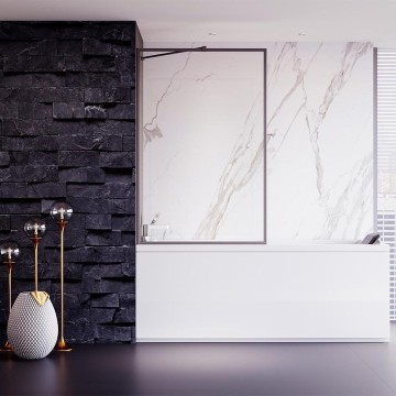 Шторка на ванну Veconi Palau PL-85GR, 600x1500, брашированный графит, стекло прозрачное New